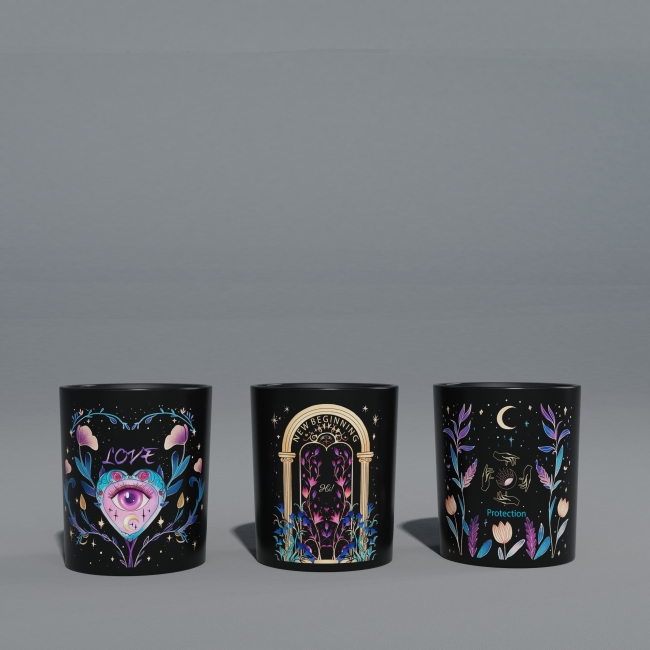 C&H Mystical Evil Eye Scented Candle Artistic Black Jar Aromatherapy Candle Container for Home Decoration