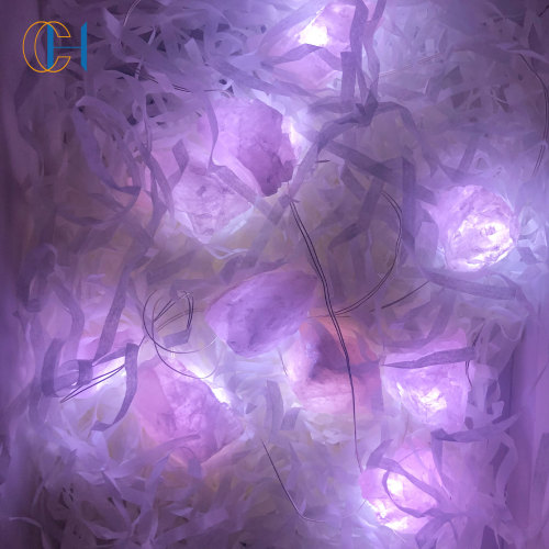 C&H Natural Shining Stone Rose Quartz Fairy String Lights with Remote for Bedroom Party Christmas Decor