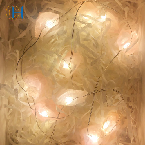 C&H Natural Shining Stone Rose Quartz Fairy String Lights with Remote for Bedroom Party Christmas Decor