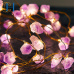 C&H Natural Shining Stone Rose Quartz Fairy String Lights with Remote for Bedroom Party Christmas Decor