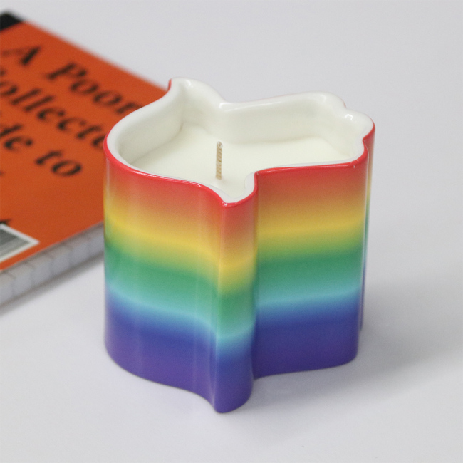 C&H Creative Tabletop Decor Candle Container Matte Unique Rainbow Color Fatima Hand Shape Candle
