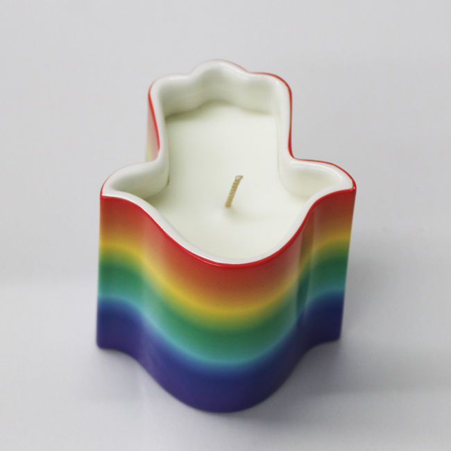 C&H Creative Tabletop Decor Candle Container Matte Unique Rainbow Color Fatima Hand Shape Candle