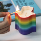 C&H Creative Tabletop Decor Candle Container Matte Unique Rainbow Color Fatima Hand Shape Candle