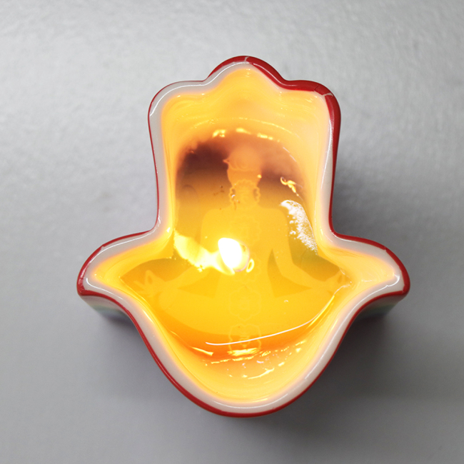 C&H Creative Tabletop Decor Candle Container Matte Unique Rainbow Color Fatima Hand Shape Candle