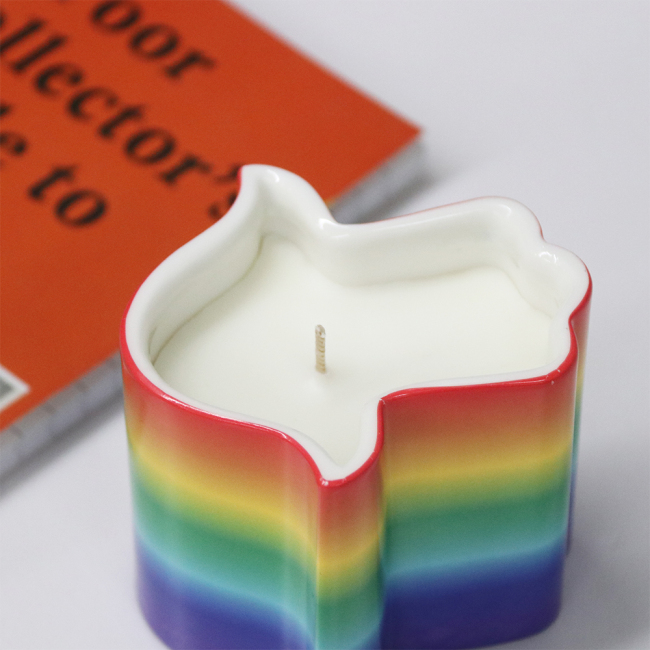 C&H Creative Tabletop Decor Candle Container Matte Unique Rainbow Color Fatima Hand Shape Candle