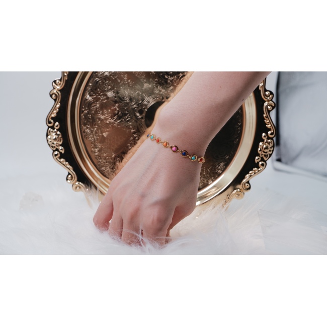 C&H 18k Gold Plated Colored Heart Chain Bracelet Love Heart Seed Beaded Bracelet for Girls