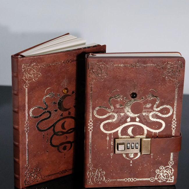 C&H Retro Password Lock Journal Premium Thick Paper Faux Leather Classic Writing Notebook