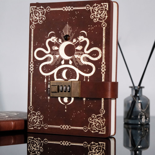 C&H Retro Password Lock Journal Premium Thick Paper Faux Leather Classic Writing Notebook