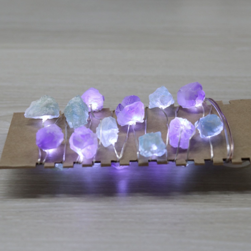 C&H Natural Amethyst Decorative String Lights Raw Stones 20LEDs With Battery Operated for Room Wedding Valentines Day Decor