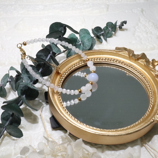 C&H Handmade New Design White Crystal Beaded Bracelet Copper Beads Crystal Beaded Bracelet Set