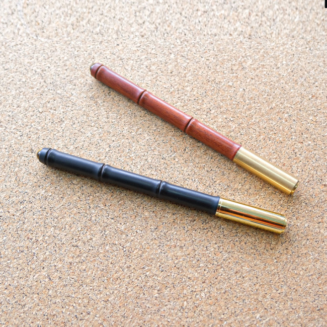 C&H Fashion Bamboo Joint Shape Metal Ballpoint Pen Custom Engrave Logo Brass Wooden Pen Business Gift