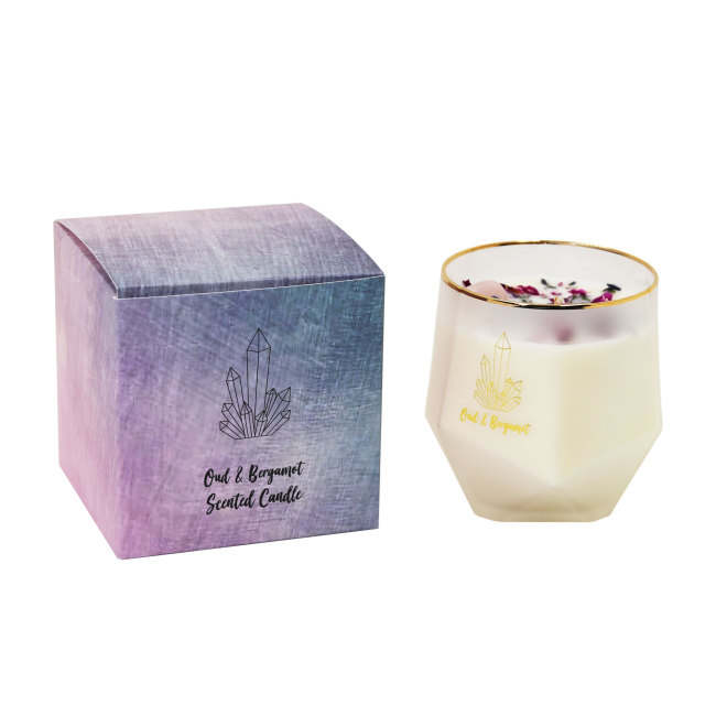 C&H Handmade Soy Way Flower Candle Customized Package Logo Glass Candle For Home Deco