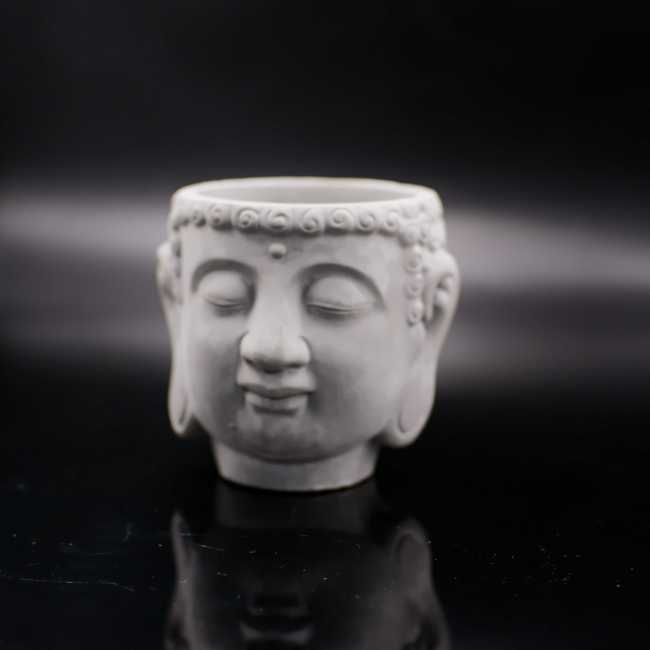 CHHC Custom Cement Buddha Head Candle Jar with Lid Unique Aromatherapy Container with Personalized Logo for Home Decor Gift
