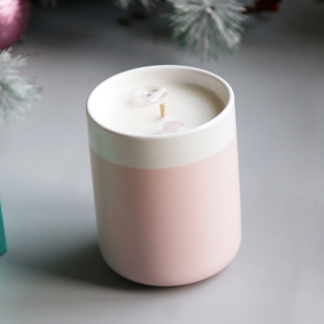 C&H Rose Gold Glass Scented Candle Container Crystal Stone Soy Wax Glass Candle Jars for Candle