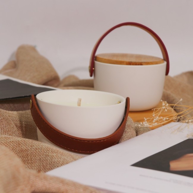 C&H Unique Design Custom Soy Wax Scented Candle White Ceramic Home Decor Diwali Beeswax Bougies Kerzen with Private Label