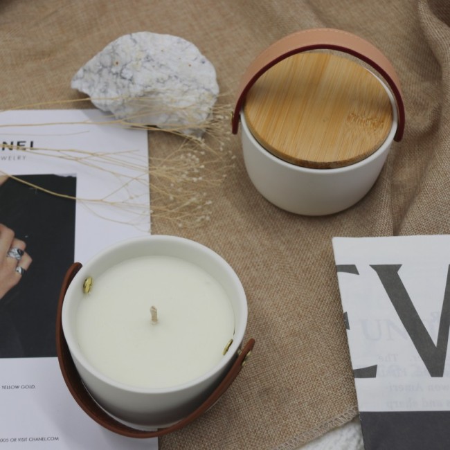 C&H Unique Design Custom Soy Wax Scented Candle White Ceramic Home Decor Diwali Beeswax Bougies Kerzen with Private Label