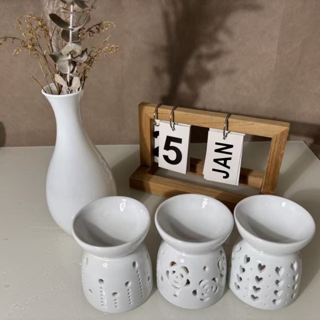 C&H New Design Aromatherapy Tarts Holder Ceramic Hollow Out Essential Fragrance Aroma Incense Ceramic Oil Burner