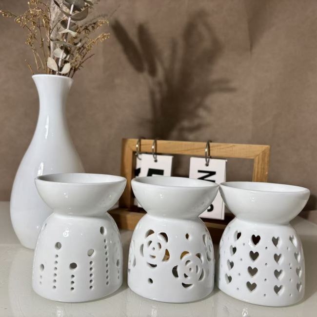 C&H New Design Aromatherapy Tarts Holder Ceramic Hollow Out Essential Fragrance Aroma Incense Ceramic Oil Burner