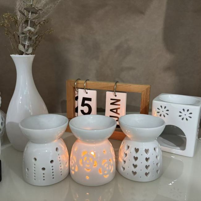 C&H New Design Aromatherapy Tarts Holder Ceramic Hollow Out Essential Fragrance Aroma Incense Ceramic Oil Burner