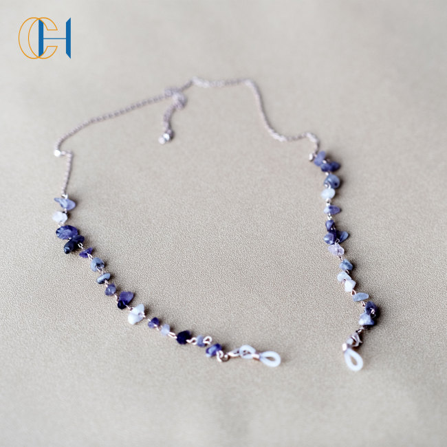 C&H Customized Design Natural Quartz Crystal Sun Glass Chain Crystal Beaded Chain Eyeglasses Cord