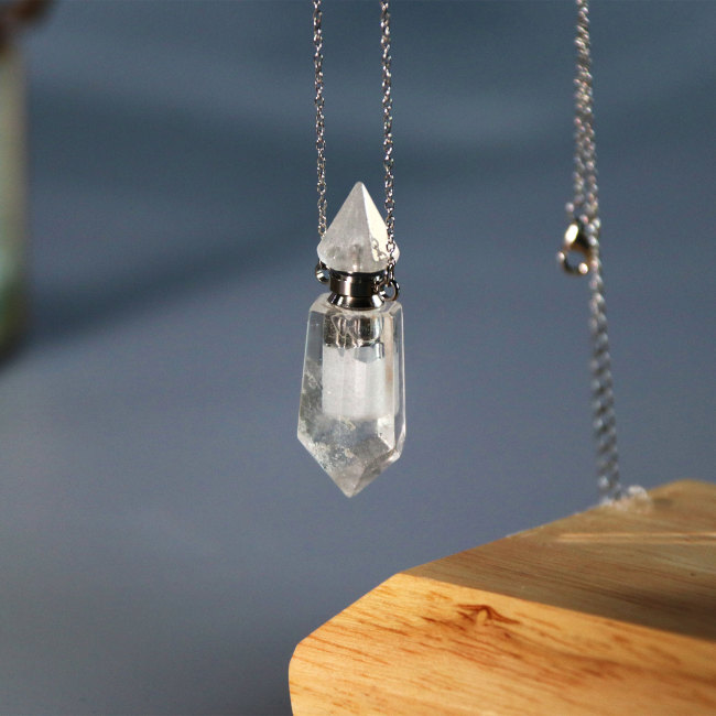 C&H Luxury Crystal Essential Oil Bottle Necklace Multi Color Crystal Bottle Shape Pendant Necklace