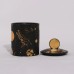 C&H Mystery Design Home Decor 12 Zodiac Candle Vessel Empty Black Star Coin Ceramic Candle Jar with Lid for Gift