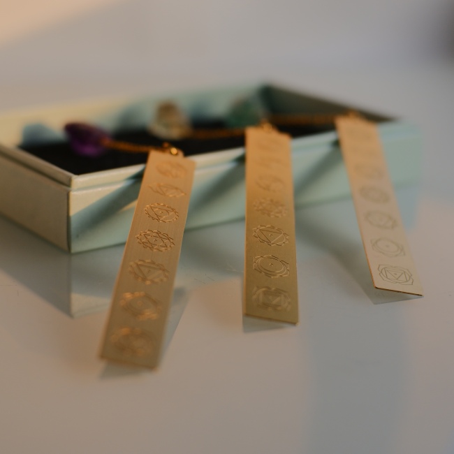 C&H Custom Package Metal Chakra Bookmark with Various Spiritual Healing Stone Crystals Bookmark Best Gift