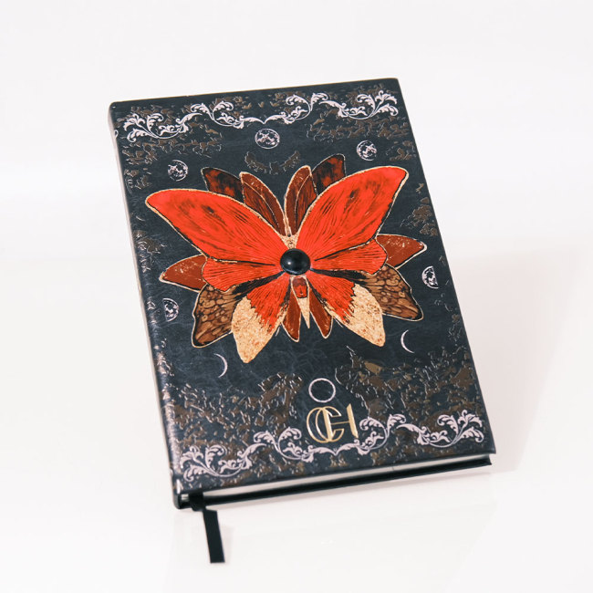 C&H Customized Logo Butterfly Crystal Infused Leather Journal Spirit Healing Diary Self Care Organizer for Yoga Lovers