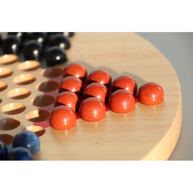 C&H Chinese Checkers Games Natural Crystal Stone Chinese Checkers Board Game with 60 Glass Wooden Board Family Fun Game Set