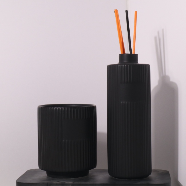 C&H Aroma Set Custom Label 300g Capacity Ceramic Candle Jar and Reed Diffuser Jar Set Home Deco