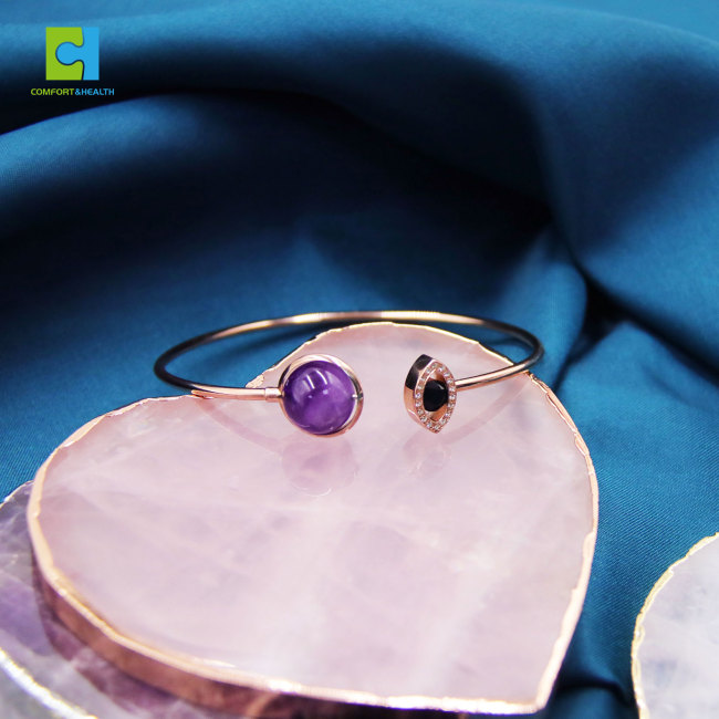 C&H Customized Design CZ Natural Stone Bangle High Quality Evil Eye Crystal Bangle