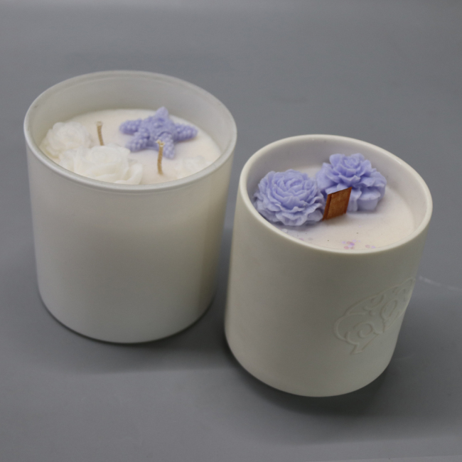 C&H Customized Logo Ceramic Soy Wax Candle Jar Crystal Flower Scented Wax Candle Home Deco