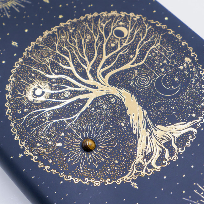 C&H Customized Leather Journal Embossed Crystal Life Tree Notebook for Best Gift