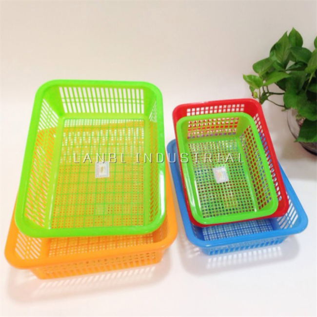 Colorful New Design Plastic Fruit and Vegetable Colander Rectangular Basket