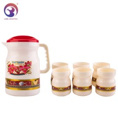 1.8L Insulated Hot and Cold Water Plastic Jug and Cup Set with 6 Cups