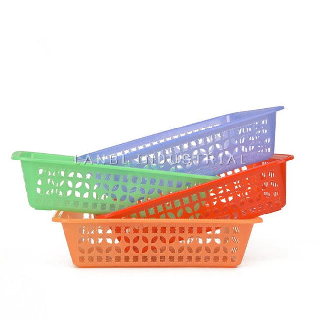 High Quality Rectangular Colorful Plastic Storage Basket with Holes
