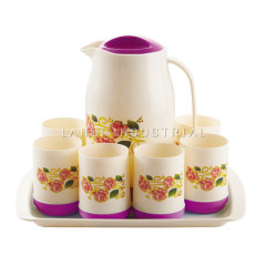 Customized Plastic Water Jug Set With 6 Cups & Plate  Perfect Quality Factory Price