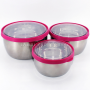 3 Pcs Set Private Label Insulated Stainless Steel Lunch Bowls Set with Transparent Lid