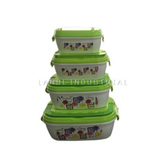 Set of 4Pcs Rectangle Plastic PP Lunch Box Food Container Bento