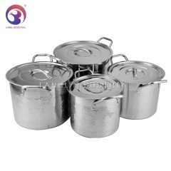 4 Pcs Set Stainless Steel Food Warmer Cooking Stock Pot with Embossing Flowers