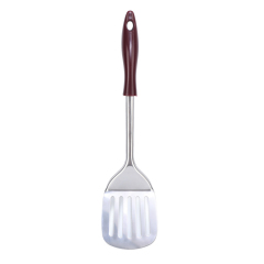 410 Stainless Steel Big Meat Slotted Spatula Turner with Wooden Handle