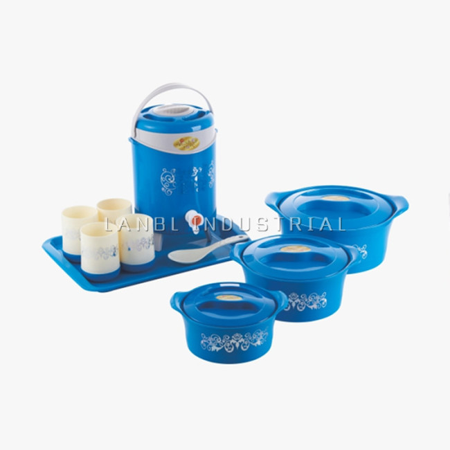 10Pcs/Set Plastic PP Food Warmer Stainless Steel Dinnerware Jug Sets
