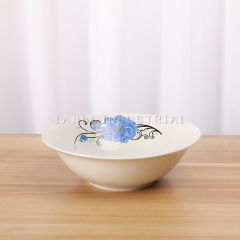 9" Decal White Ramen Bowl Ceramic Bowl with Customized Flower