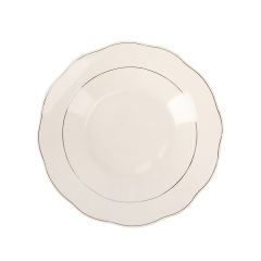 8" Restaurant Home White Ceramic Soup Plate with Double Silver Line