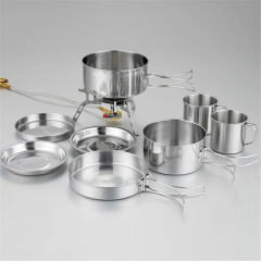 8 Pcs Set Lunch box Stainless Steel Cookware Tableware Set For Camping Picnic Fishing