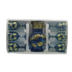 Afghan Gold Color Electroplated Glass Drinkware Jug Water Set