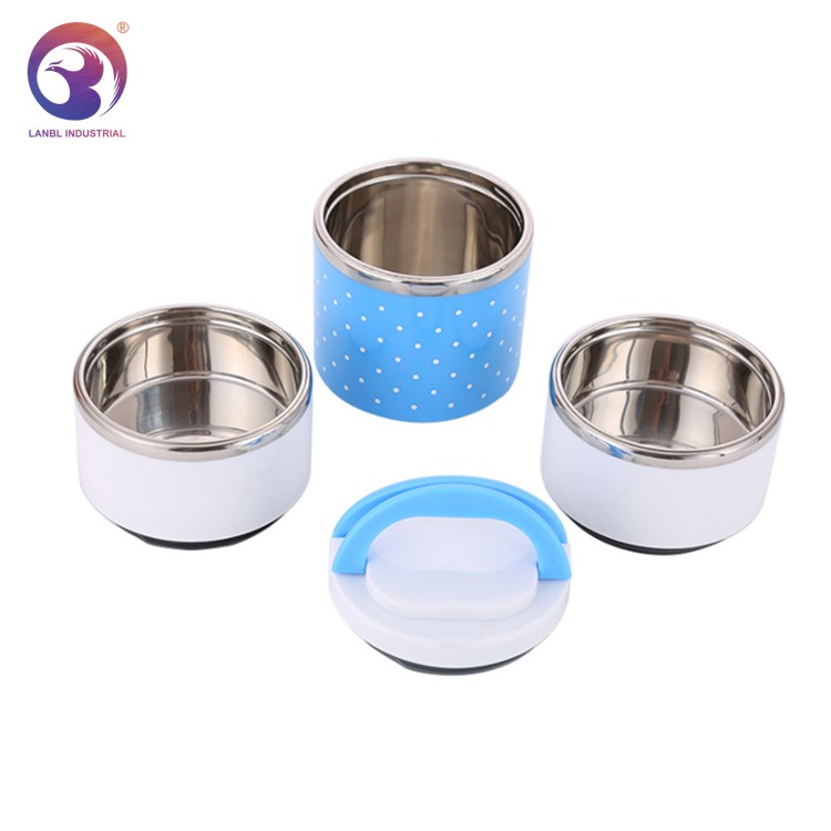 Best Sale Round Shape Thermal Lunch Box 410ss Tiffin Box with Handle 2/3/4 Layers