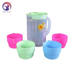 Best Sell 5 pcs Set Plastic Water Jug Cooler Set with 4 Colorful Cups