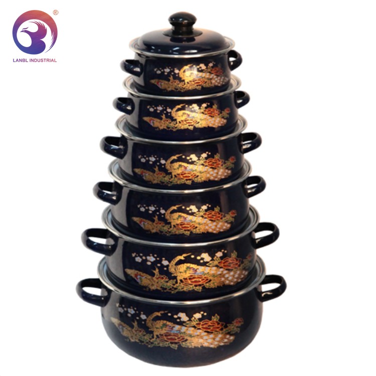 Black Bottom 6pcs Cookware Enamel Ware Casserole Hot Pot Food Warmer Set