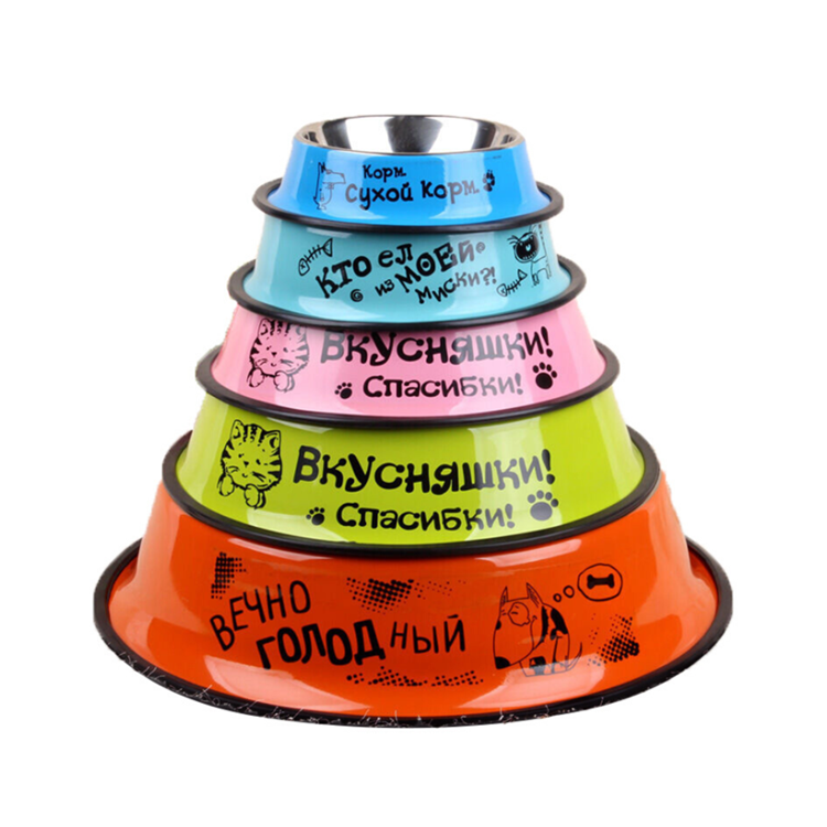 Colorful-Stainless-Steel-Pet-Bowls-with-Rubber-Base-and-Colorful-Decal-LBPB1021